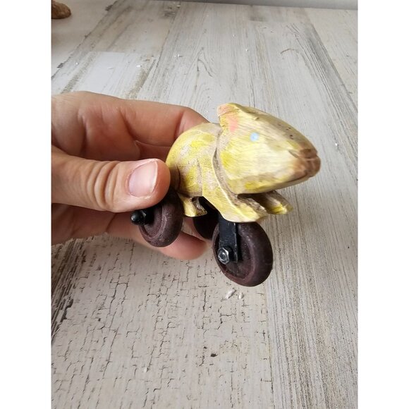 Vintage bunny rolling bicycle bike tricycle unique shabby chic decor spring East - Picture 2 of 7